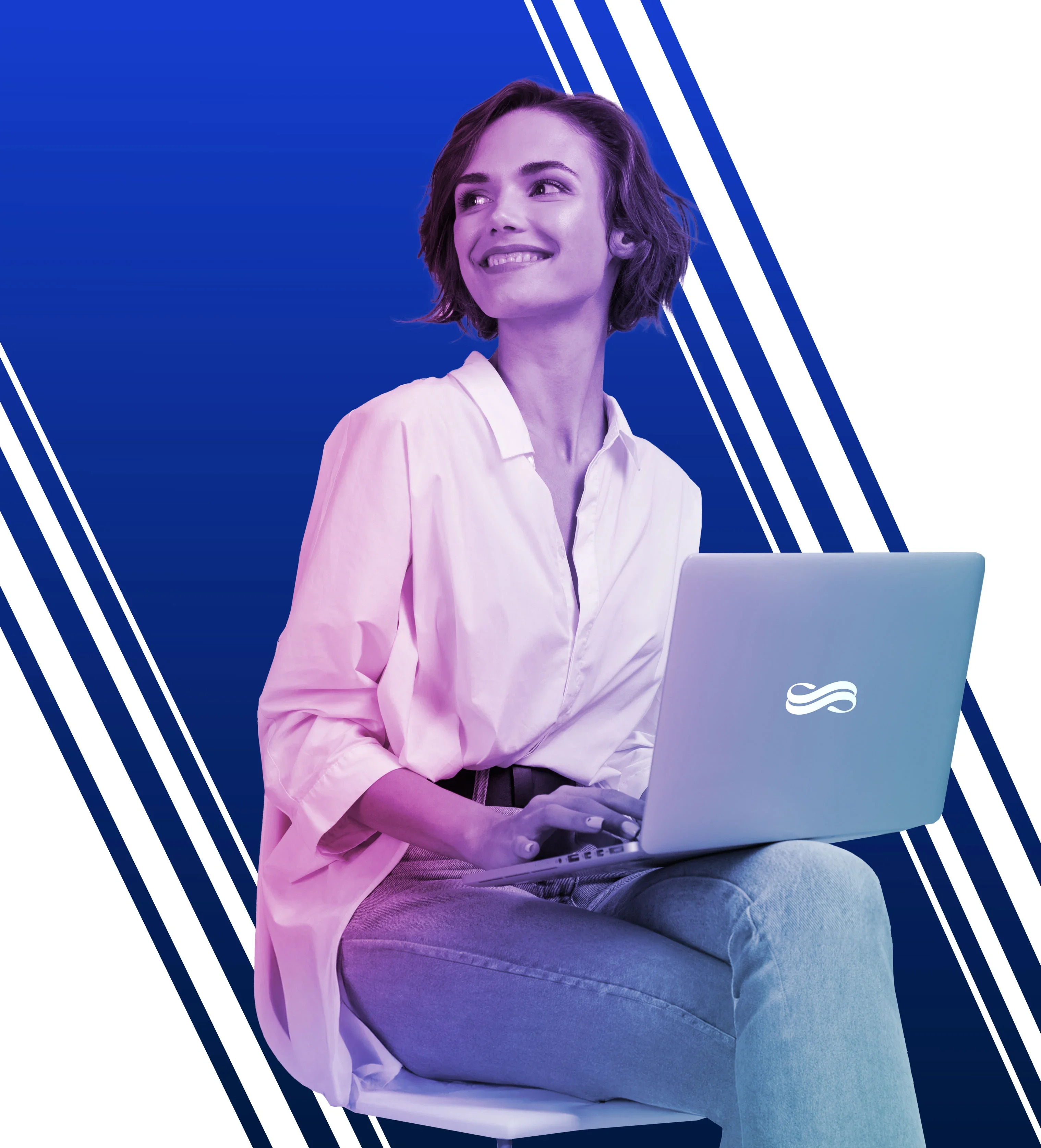 Frau mit Logicalis Laptop